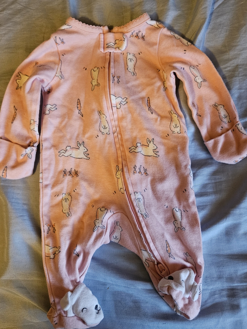 Carter's Pink Bunny & Carrot Footed One-Piece